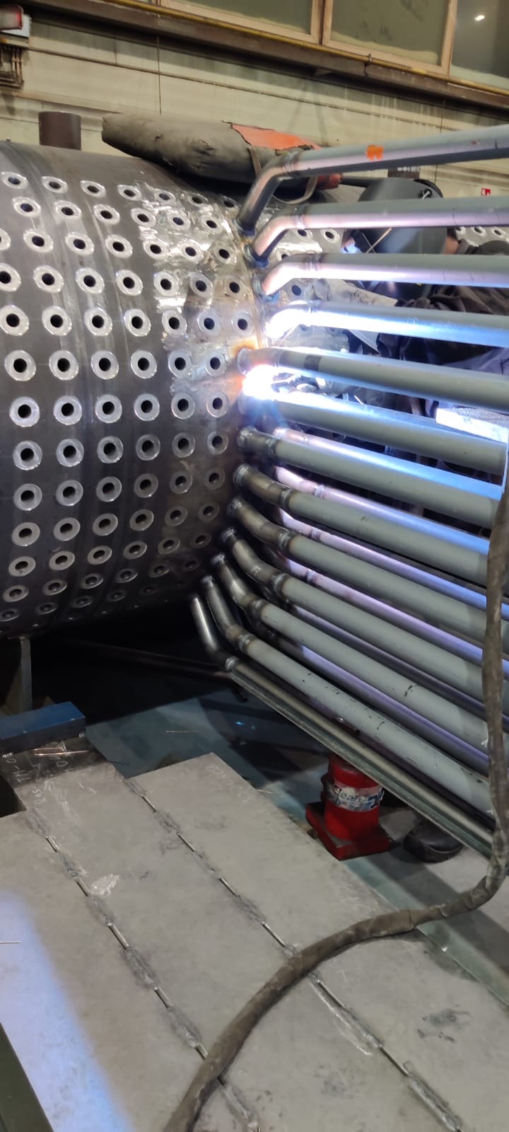 Active tube-sheet welding during boiler pressure-part work